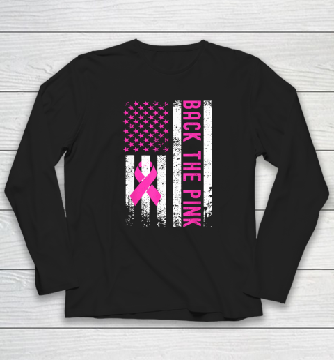 Back The Pink Breast Cancer Awareness Flag Long Sleeve T-Shirt