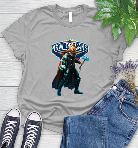 NBA Thor Avengers Endgame Basketball New Orleans Pelicans Women's T-Shirt 5