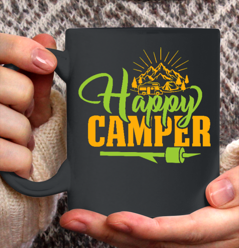 Happy Camping Camper Motorhome Mountains Funny Ceramic Mug 11oz