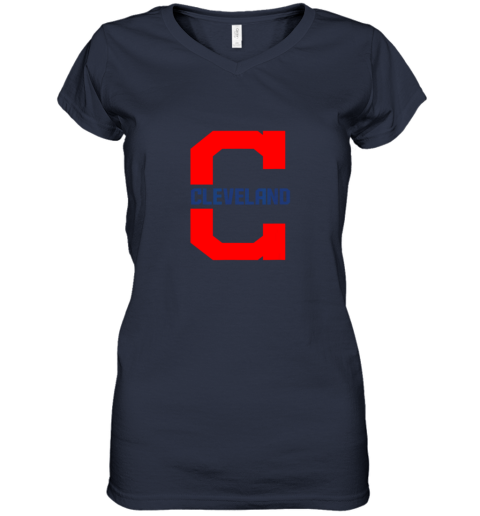 5tcd cleveland hometown indian tribe vintage for mlb fans women v neck t shirt 39 front navy