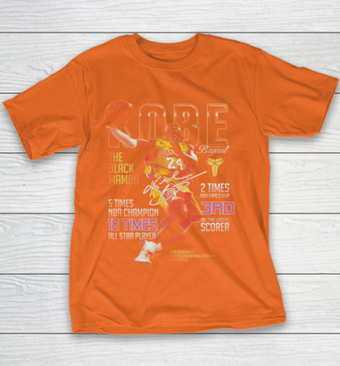 Kobe Bryant The Black Mamba 5 Times NBA Champions Signatures Youth T Shirt Tee For Sports