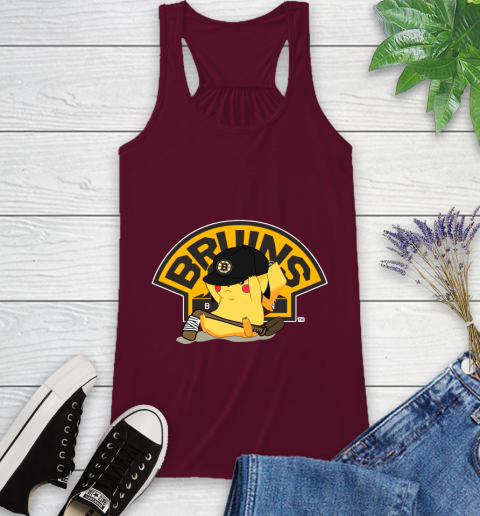 NHL Pikachu Hockey Sports Boston Bruins Racerback Tank 3