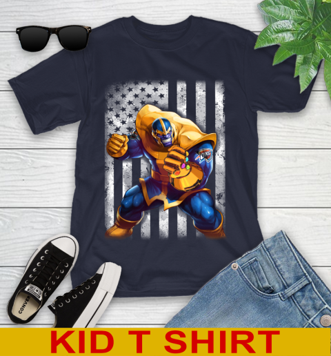 NBA Basketball Oklahoma City Thunder Thanos Marvel American Flag Shirt Youth T-Shirt 2