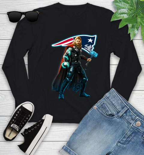 NFL Thor Avengers Endgame Football New England Patriots Youth Long Sleeve 2