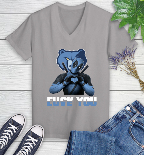 NBA Memphis Grizzlies Deadpool Love You Fuck You Basketball Sports Women's V-Neck T-Shirt 4