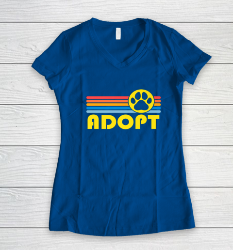 Rescue Animal Adoption Adopt Cat or Dog Vintage Retro Sunset Women's V-Neck T-Shirt 7