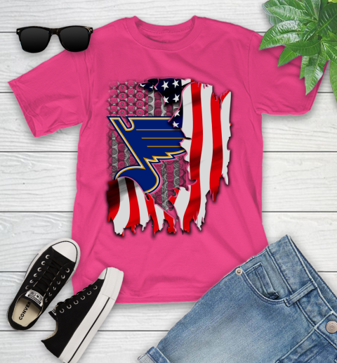 St.Louis Blues NHL Hockey American Flag Youth T-Shirt 11