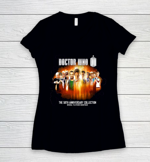 Doctor Who Shirt Dr Who 50th Anniversary Women's V-Neck T-Shirt