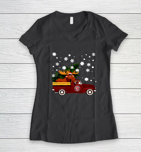 Cincinnati Reds Bring Christmas Home MLB Women's V-Neck T-Shirt 6