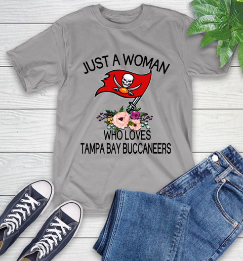 NFL Just A Woman Who Loves Tampa Bay Buccaneers Football Sports T-Shirt 4
