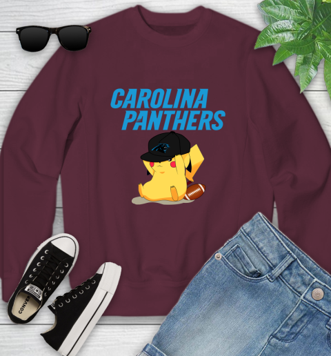 NFL Pikachu Football Sports Carolina Panthers Youth Sweatshirt 5