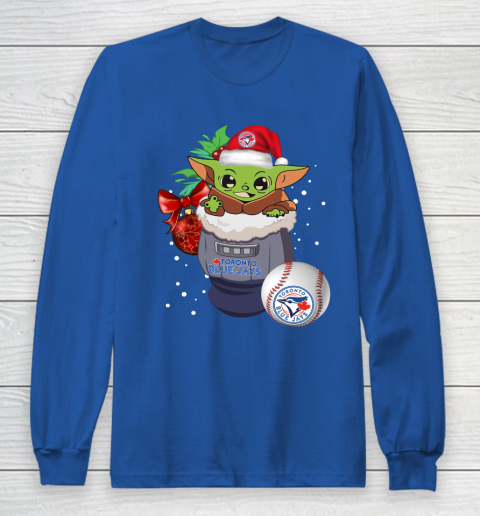 Toronto Blue Jays Christmas Baby Yoda Star Wars Funny Happy MLB Long Sleeve T-Shirt 9