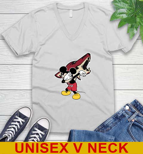 Arizona Coyotes NHL Hockey Dabbing Mickey Disney Sports V-Neck T-Shirt