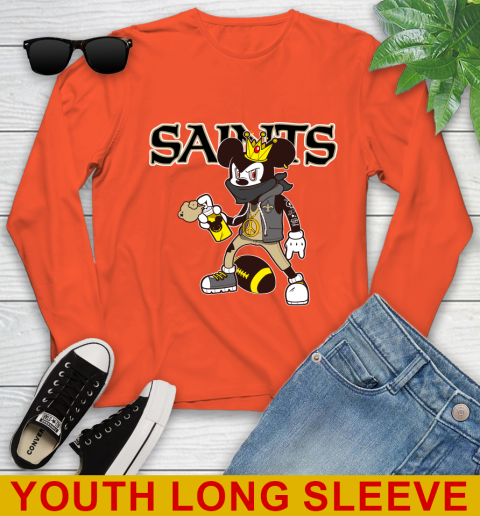 New Orleans Saints NFL Football Mickey Peace Sign Sports Youth Long Sleeve 4