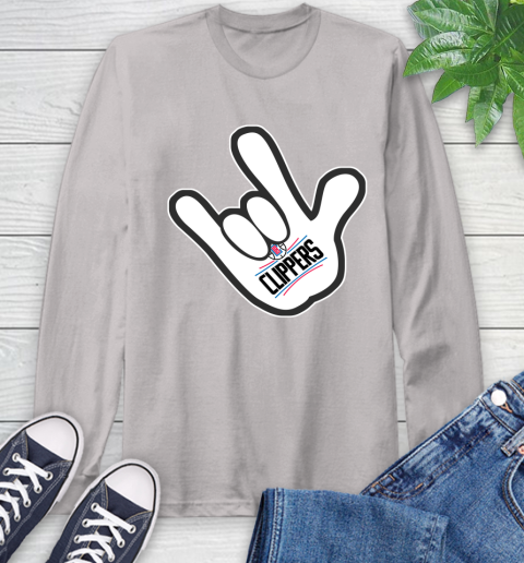 LA Clippers NBA Basketball Mickey Rock Hand Disney Long Sleeve T-Shirt 12