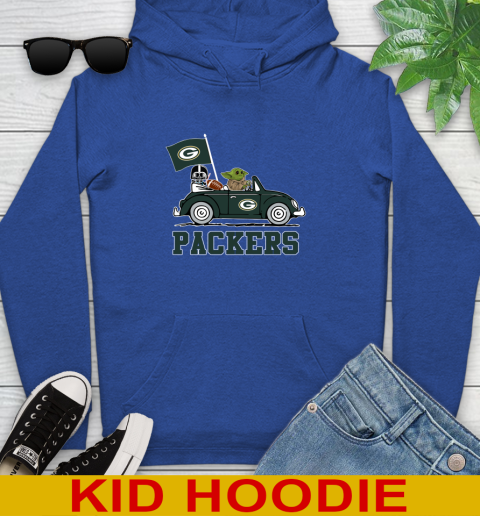 NFL Football Green Bay Packers Darth Vader Baby Yoda Driving Star Wars Shirt Youth Hoodie 10