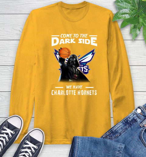NBA Come To The Dark Side We Have Charlotte Hornets Star Wars Darth Vader Basketball Long Sleeve T-Shirt 2