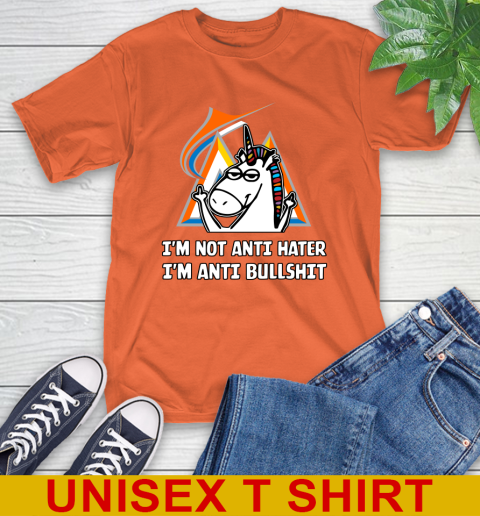 Miami Marlins MLB Baseball Unicorn I'm Not Anti Hater I'm Anti Bullshit T-Shirt 5