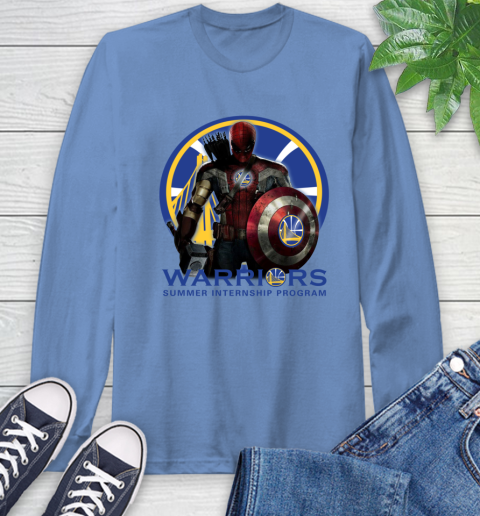 Golden State Warriors NBA Basketball Captain America Thor Spider Man Hawkeye Avengers Long Sleeve T-Shirt 11