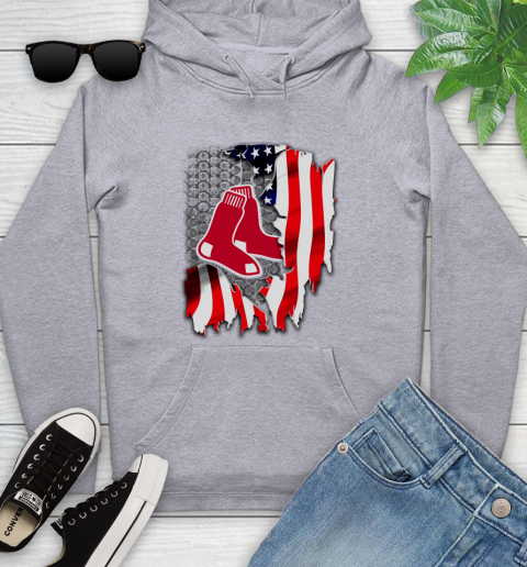 Boston Red Sox MLB Baseball American Flag Youth Hoodie 6