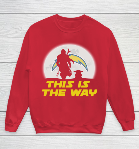 Los Angeles Chargers NFL Football Star Wars Yoda And Mandalorian This Is The Way Youth Sweatshirt 7