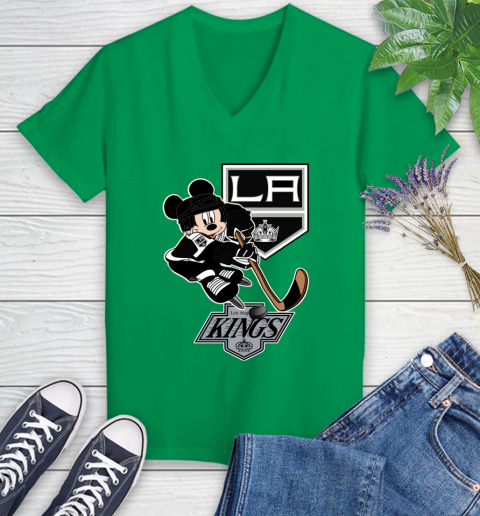 Los Angeles Kings Mickey Mouse Disney Hockey T Shirt Women's V-Neck T-Shirt 5