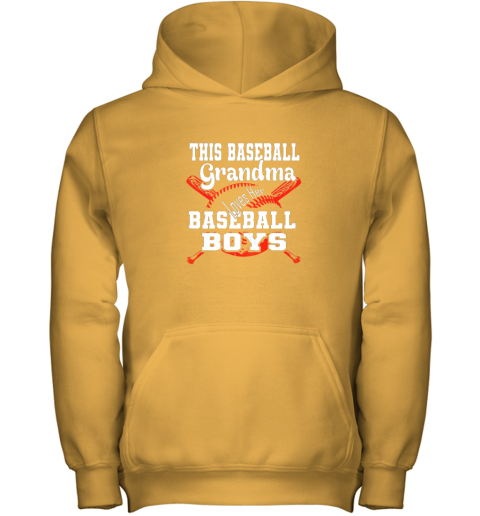xclq this baseball grandma loves her baseball boys youth hoodie 43 front gold