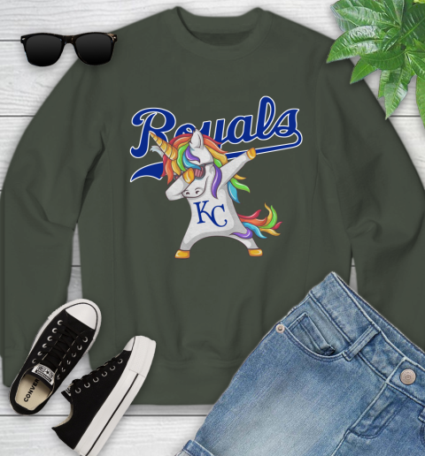 Kansas City Royals MLB Baseball Funny Unicorn Dabbing Sports Youth Sweatshirt 10