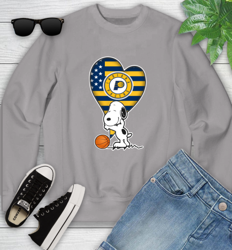 Indiana Pacers NBA Basketball The Peanuts Movie Adorable Snoopy Youth Sweatshirt 4