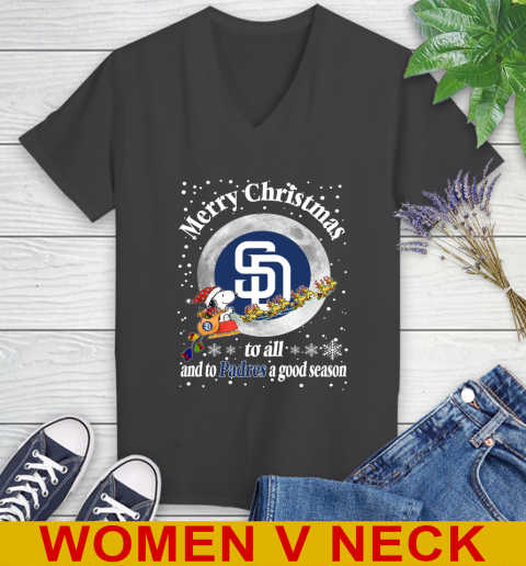 San Diego Padres Merry Christmas To All And To Padres A Good Season MLB Baseball Sports Women's V-Neck T-Shirt 8