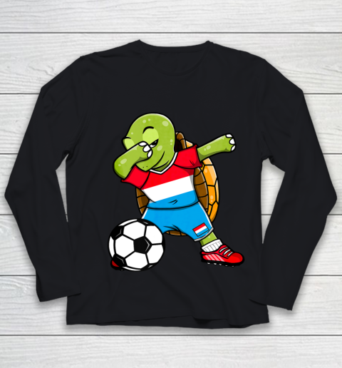 Dabbing Turtle Luxembourg Soccer Fans Jersey Flag Football Youth Long Sleeve