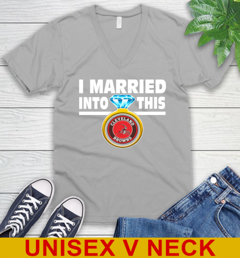 Cleveland Browns NFL Football I Married Into This My Team Sports V-Neck T-Shirt 3