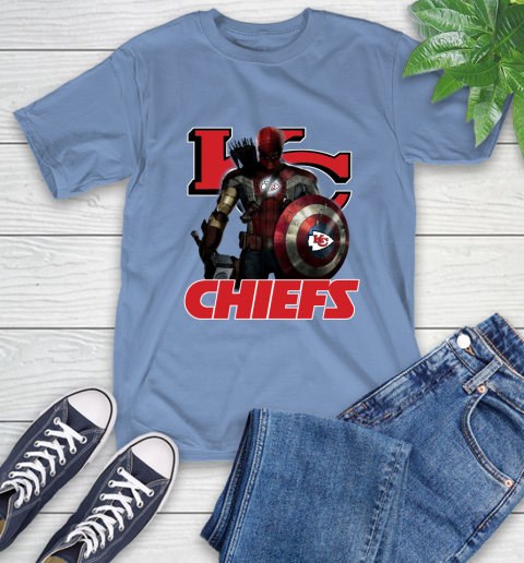 NFL Captain America Thor Spider Man Hawkeye Avengers Endgame Football Kansas City Chiefs T-Shirt 11