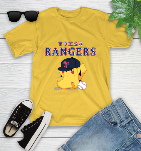 MLB Pikachu Baseball Sports Texas Rangers Youth T-Shirt 8