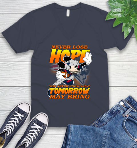 New England Patriots NFL Football Mickey Disney Never Lose Hope V-Neck T-Shirt 8