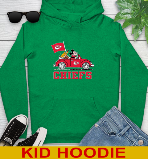 NFL Football Kansas City Chiefs Pluto Mickey Driving Disney Shirt Youth Hoodie 8