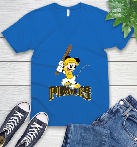 MLB Baseball Pittsburgh Pirates Cheerful Mickey Mouse Shirt V-Neck T-Shirt 6
