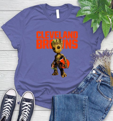 Cleveland Browns NFL Football Groot Marvel Guardians Of The Galaxy Women's T-Shirt 11