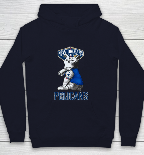 NBA Basketball My Cat Loves New Orleans Pelicans Youth Hoodie 2