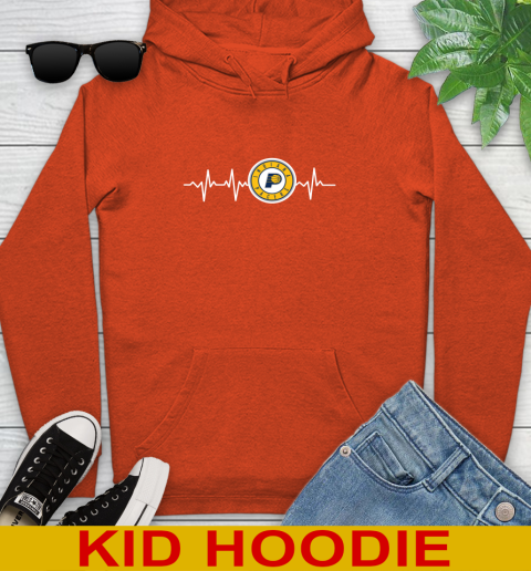 Indiana Pacers NBA Basketball Heart Beat Shirt Youth Hoodie 4