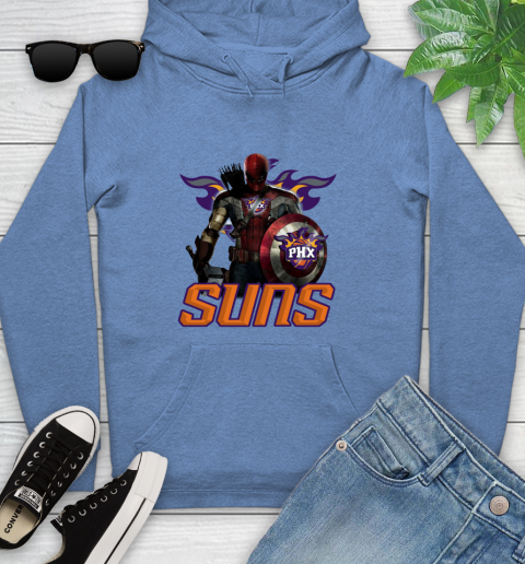 Phoenix Suns NBA Basketball Captain America Thor Spider Man Hawkeye Avengers Youth Hoodie 12