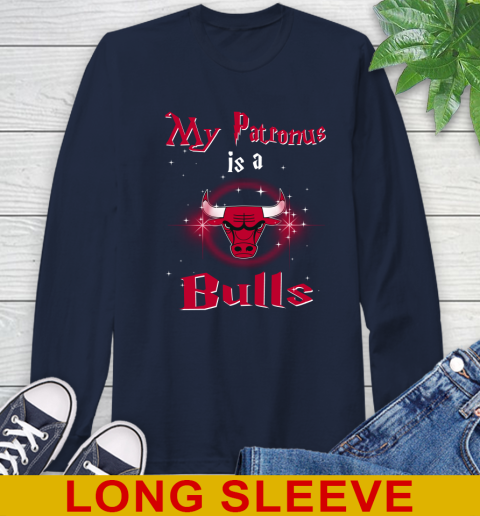 NBA Basketball Harry Potter My Patronus Is A Chicago Bulls Long Sleeve T-Shirt 3