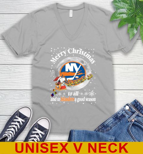 New York Islanders Merry Christmas To All And To Islanders A Good Season NHL Hockey Sports V-Neck T-Shirt 3