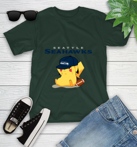 NFL Pikachu Football Seattle Seahawks Youth T-Shirt 5