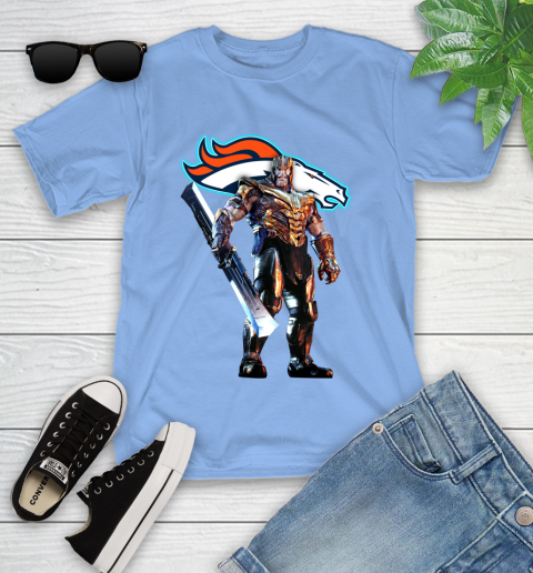 NFL Thanos Gauntlet Avengers Endgame Football Denver Broncos Youth T-Shirt 11