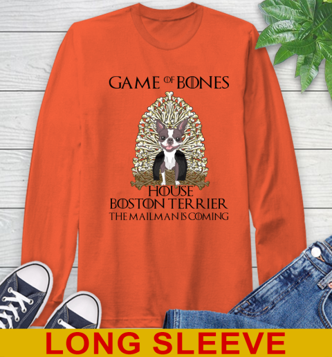 Game of bones house boston terrier dog the mailman is coming tshirt 49