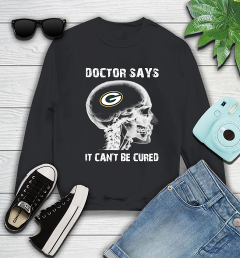 NFL Green Bay Packers Football Skull It Can't Be Cured Shirt Sweatshirt