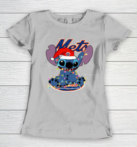 New York Mets MLB noel stitch Baseball Christmas Women's T-Shirt 3