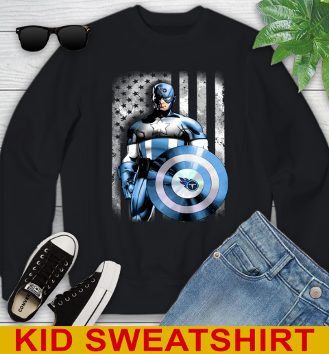 Tennessee Titans NFL Football Captain America Marvel Avengers American Flag Shirt Youth Sweatshirt