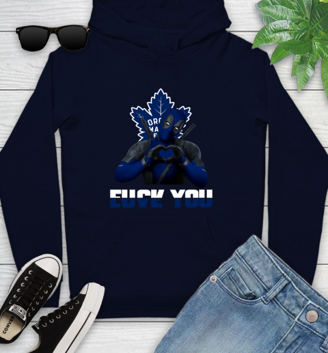 NHL Toronto Maple Leafs Deadpool Love You Fuck You Hockey Sports Youth Hoodie 3